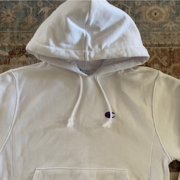 Champion Men’s Reverse Weave Heavyweight Hoodie Sweatshirt Size Small White New - Picture 3 of 16
